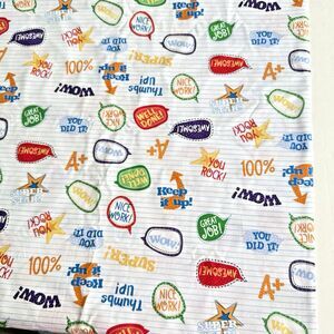 Encouraging Words School Notebook Fabric Congratulations Cotton Fabric BTY